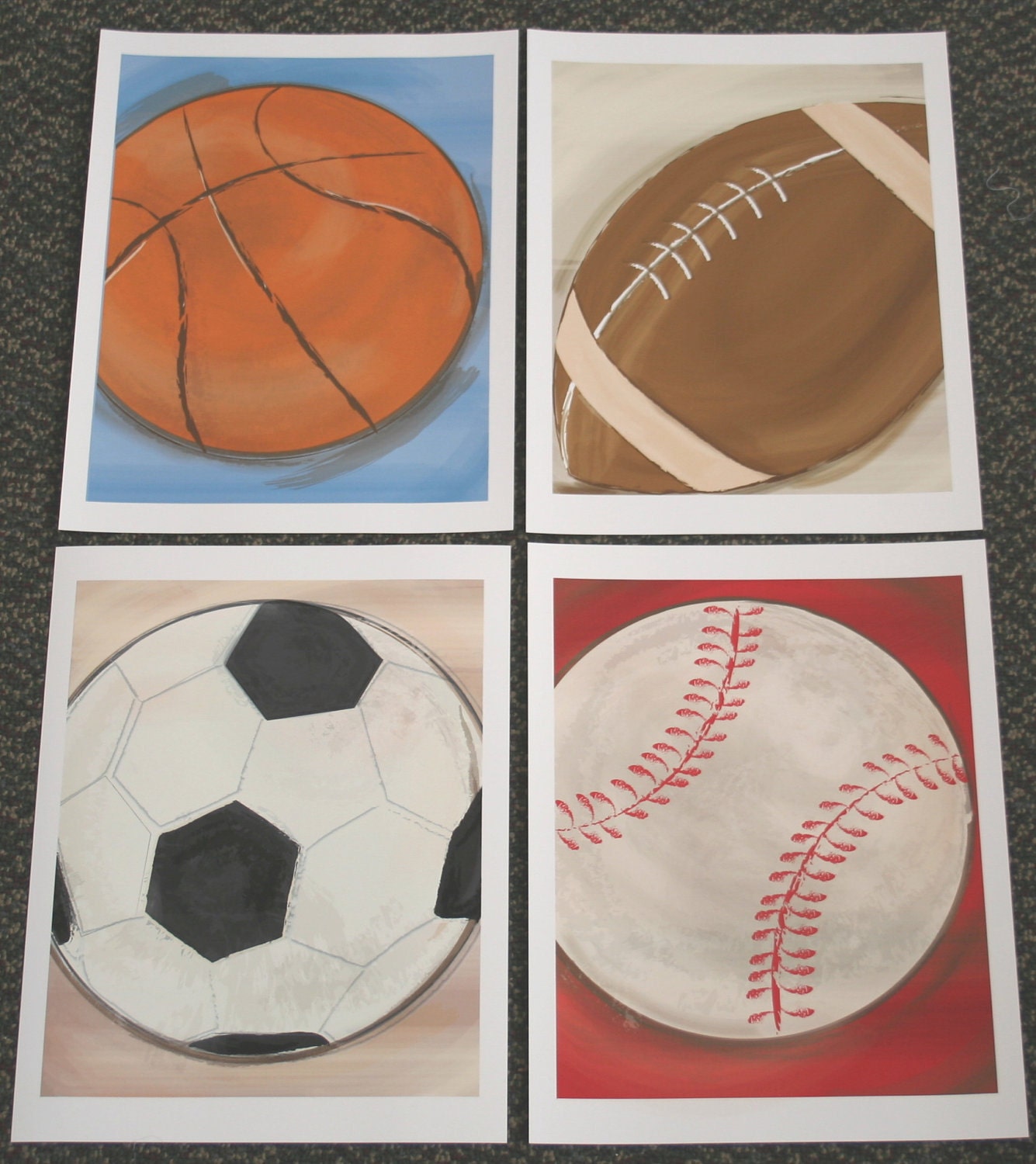 Sports Art Prints Basketball Football Soccer Baseball for wall art bedding decor