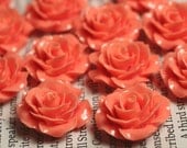 6 pcs Orange rose plastic cabochon 18mm (item ID SAS1930OR)