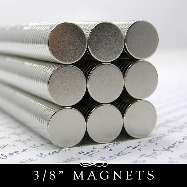 50 Neodymium Magnets - SMALL 3/8 Inch Diameter . Super Strong Skinny Magnets. AH-3/8MAG-50