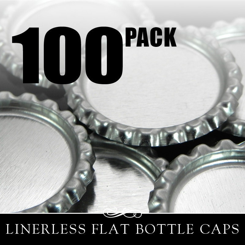 Flat Bottle Caps. 100 Flattened Chrome Bottle Caps without Liners. Annie Howes. AH-BCF-100