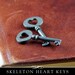 Skeleton Key with Heart. Adorable Small Metal Decorative Skeleton Key. 2 Pack. KCH-IRON