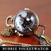 DIY Glass Bubble Pocket Watch Charm in Vintage Bronze. Chain Included. Annie Howes.