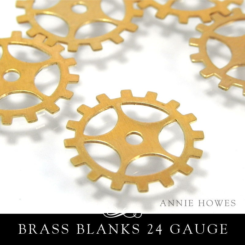 Gear with Spoke Shaped Brass Metal Blank for Metal Stamping. Pack of 6. MET-450.40