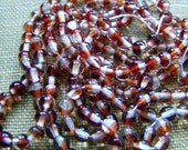 Vintage Givre Glass Beads, garnet red and clear, round, 20 beads