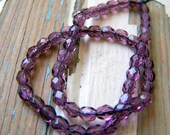 Vintage Faceted Glass Beads, purple, 24 beads