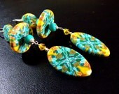 turquoise and polymer geometric earrings