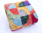 ON SALE -- Swirly Rainbow Circles Quilt