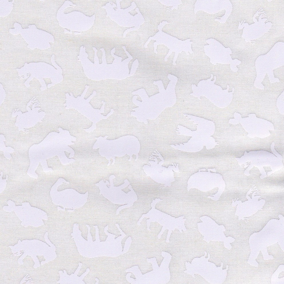 Fabric -- Brown Bear by Eric Carle -- White Tonal Animals (fd007) -- 1.5 yards