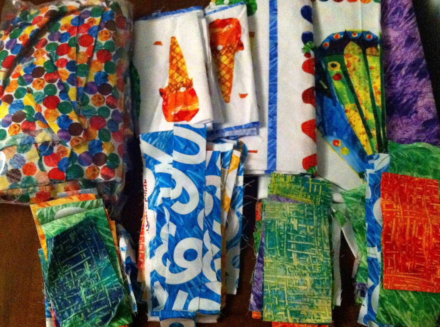 Fabric -- The Very Hungry Caterpillar by Eric Carle -- Scrap Bag (fd019) -- 34.5 ouncesl