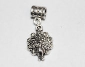 Silver Peacock Lrg Hole Bead Fits All European Styles  Add a Bead Charm Bracelet Jewelry Pnd-A078