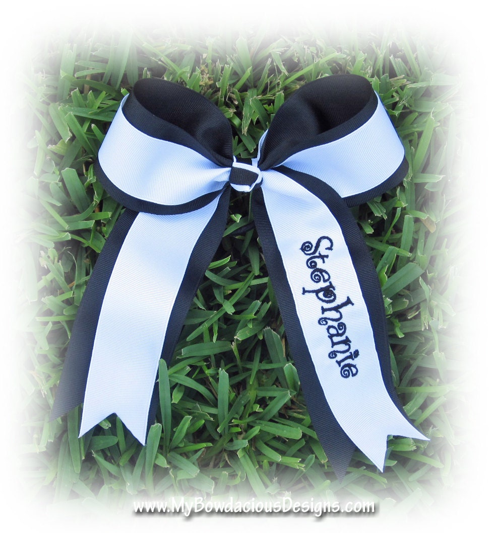 Custom Two-Toned 7inch Monogrammed Basic Cheer -Flip Hair Bow