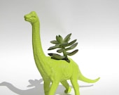Green Dinosaur Planter for Succulent Plants Brachiosaurus Desk Decor