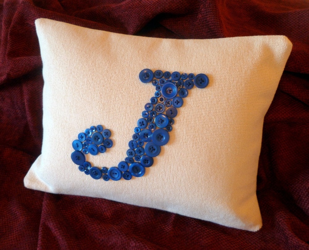 Monogrammed Personalized Pillow, Letter J, Wedding Housewarming Gift, Custom Design Your Own Pillow