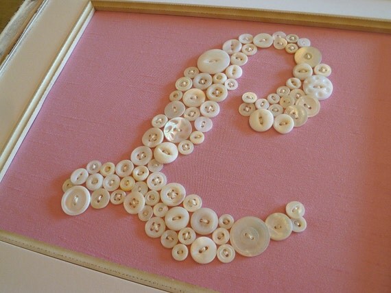 Baby Nursery Button Monogram -- Custom for 8"x10" Frame -- by Letter Perfect Designs (frame not included)