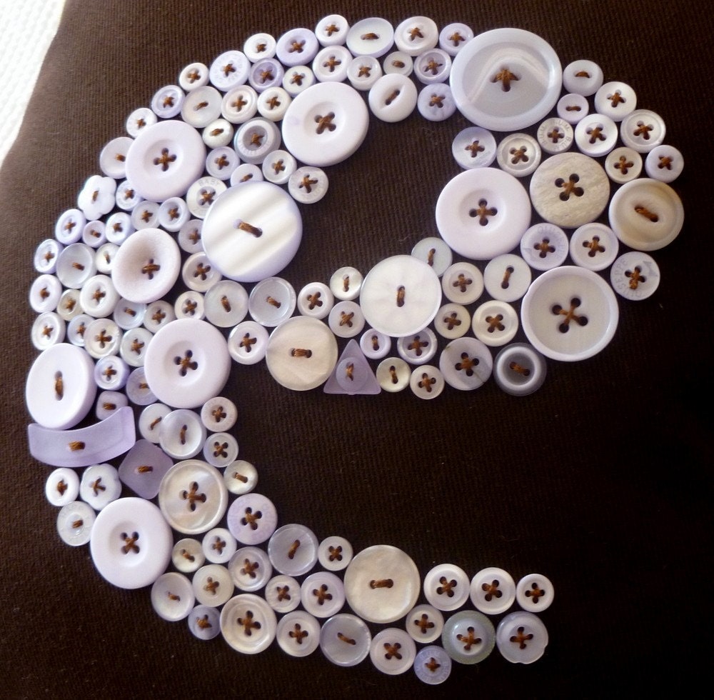 Personalized Pillow Button Letter E -- Lavender Button Monogram 14"x14" -- Insert Included