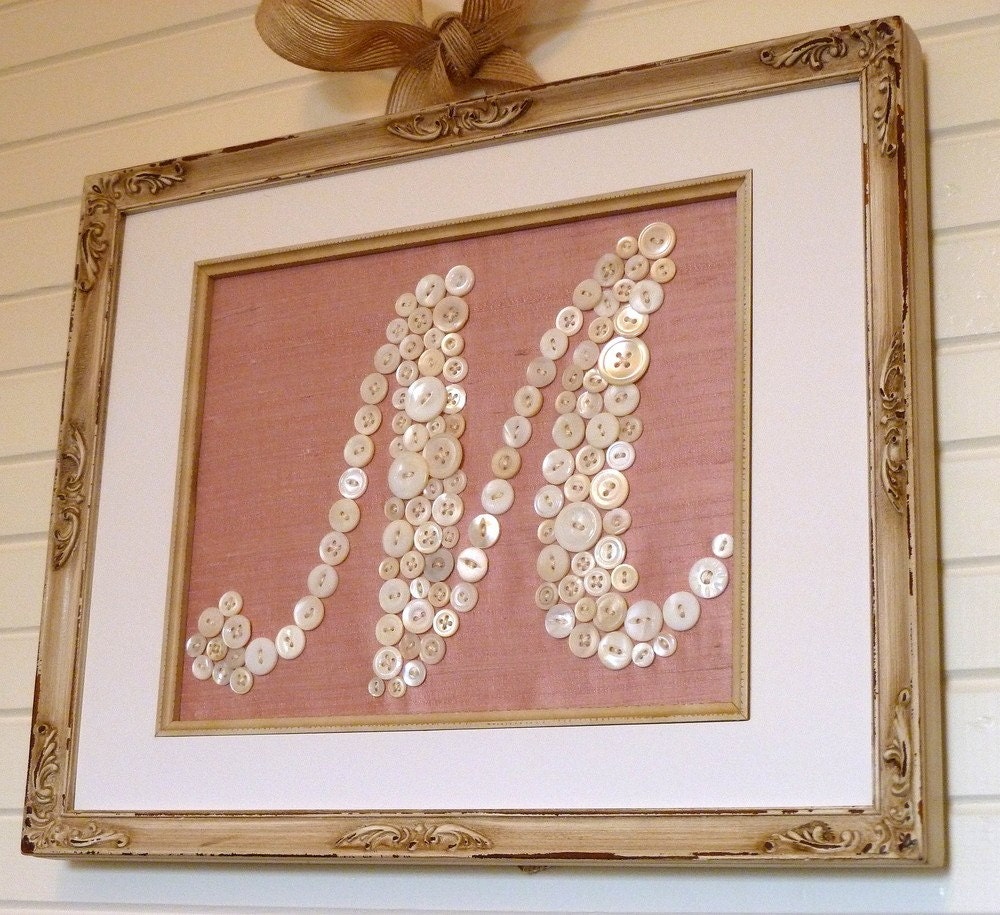 Custom Letter 'M' Button Monogram -- 8"x10" -- Reserved for 'brownben98'