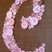 Custom Button Monogram Nursery Wall Art -- on 11x14 Canvas -- Pink on Cocoa Brown Silk