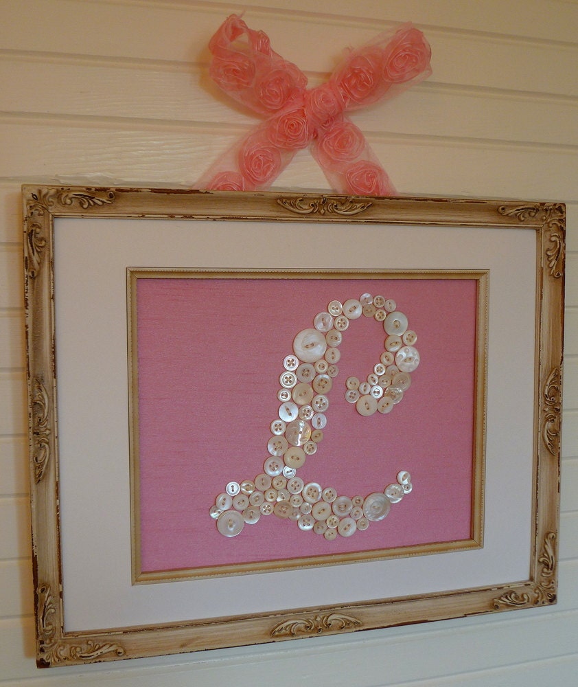 Baby Nursery Button Monogram -- Custom for 8"x10" Frame -- by Letter Perfect Designs (frame not included)