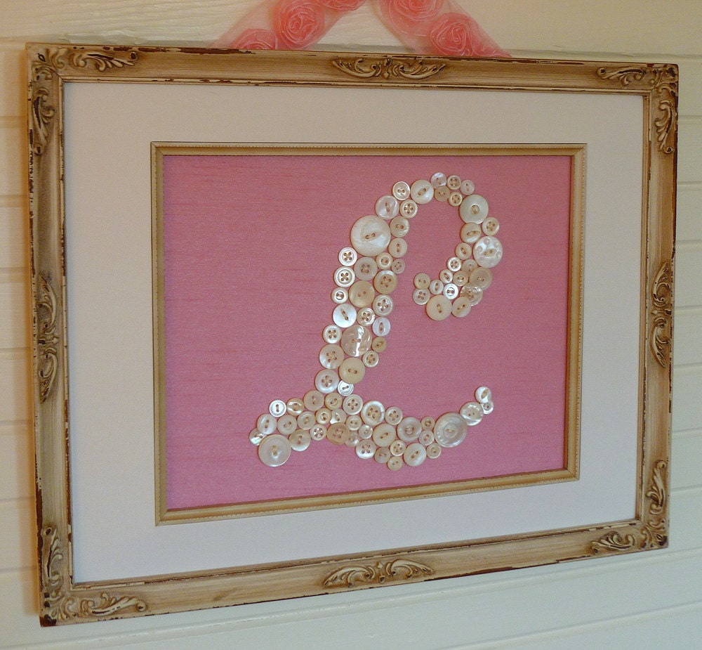 Baby Nursery Button Monogram -- Custom for 8"x10" Frame -- by Letter Perfect Designs (frame not included)