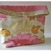 Vintage Pink Denim and Amy Butler Lotus Tree Peony Handmade Large Pouch Clutch Flat Bottom Padded Kindle Make Up Travel Gadget Bag