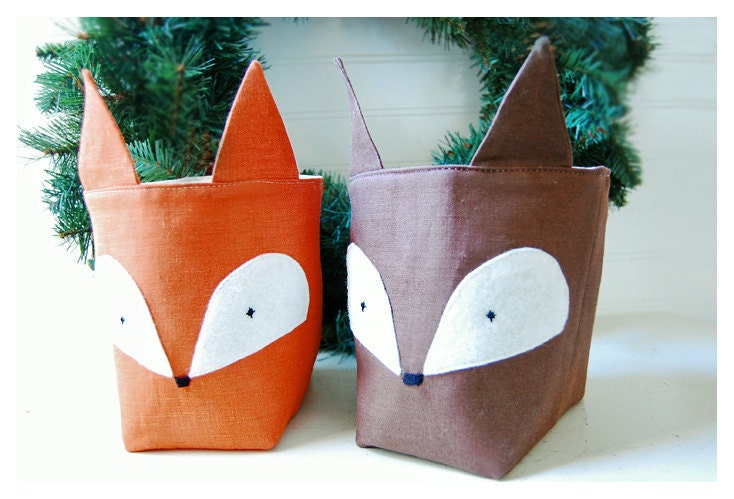 Forest Friends Box Fox Owl Bunny Rabbit SET 3 diaper caddy Linen Organizer etsy Weddings decor Storage Embroidery tagt team Gift Wrap
