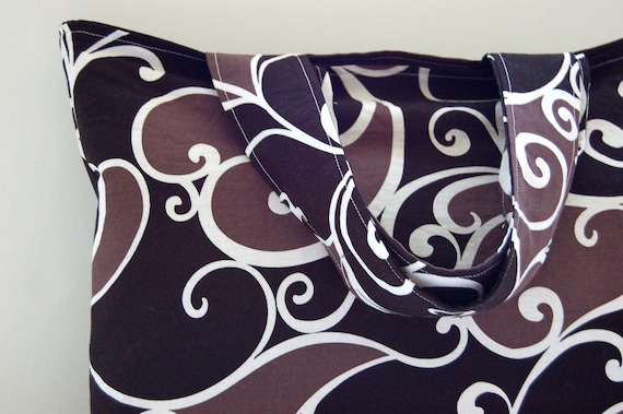 Tote Black Brown Swirl - Shoulder Bag