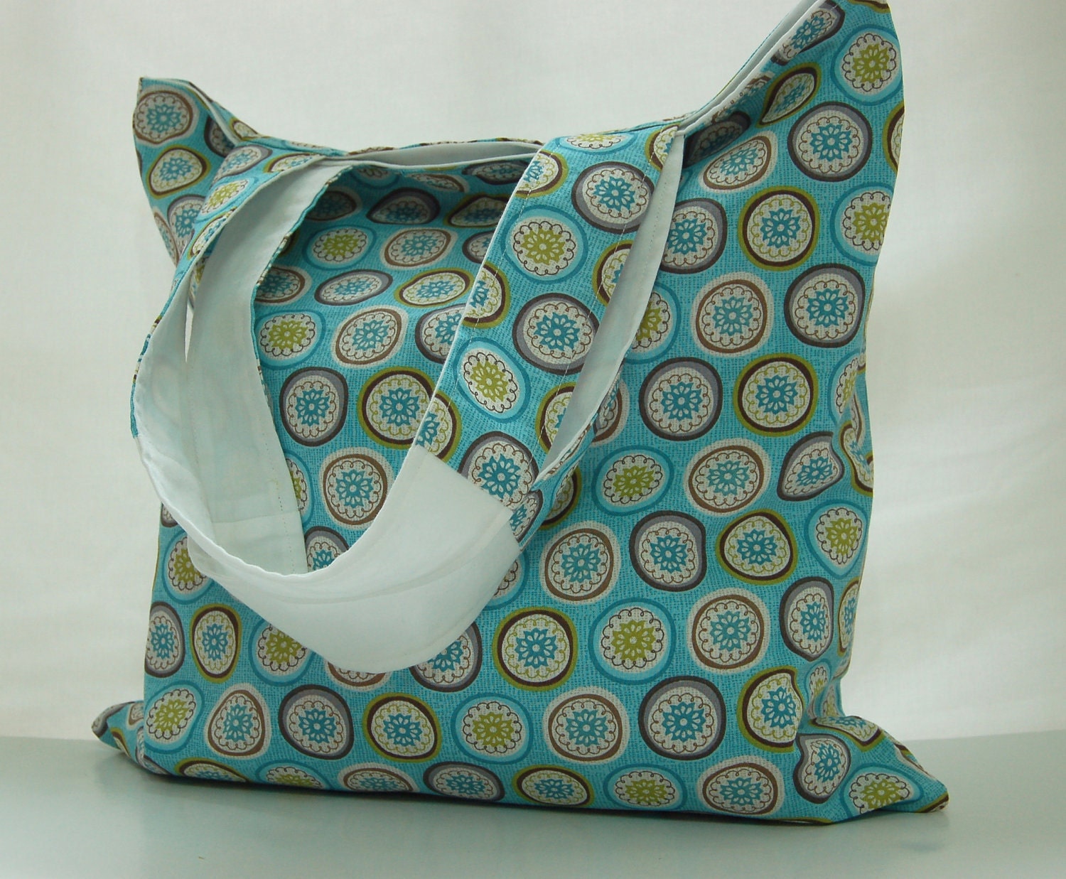 Tote Turquoise White - Shoulder Bag