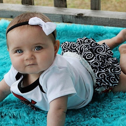Girls Boutique Ruffle Butt Bloomers Starling Birds Black and White Swirls Nb 3m 6m 12m 18m