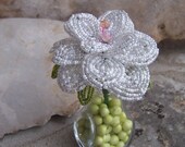 White French Beaded Rose in Bud Vase