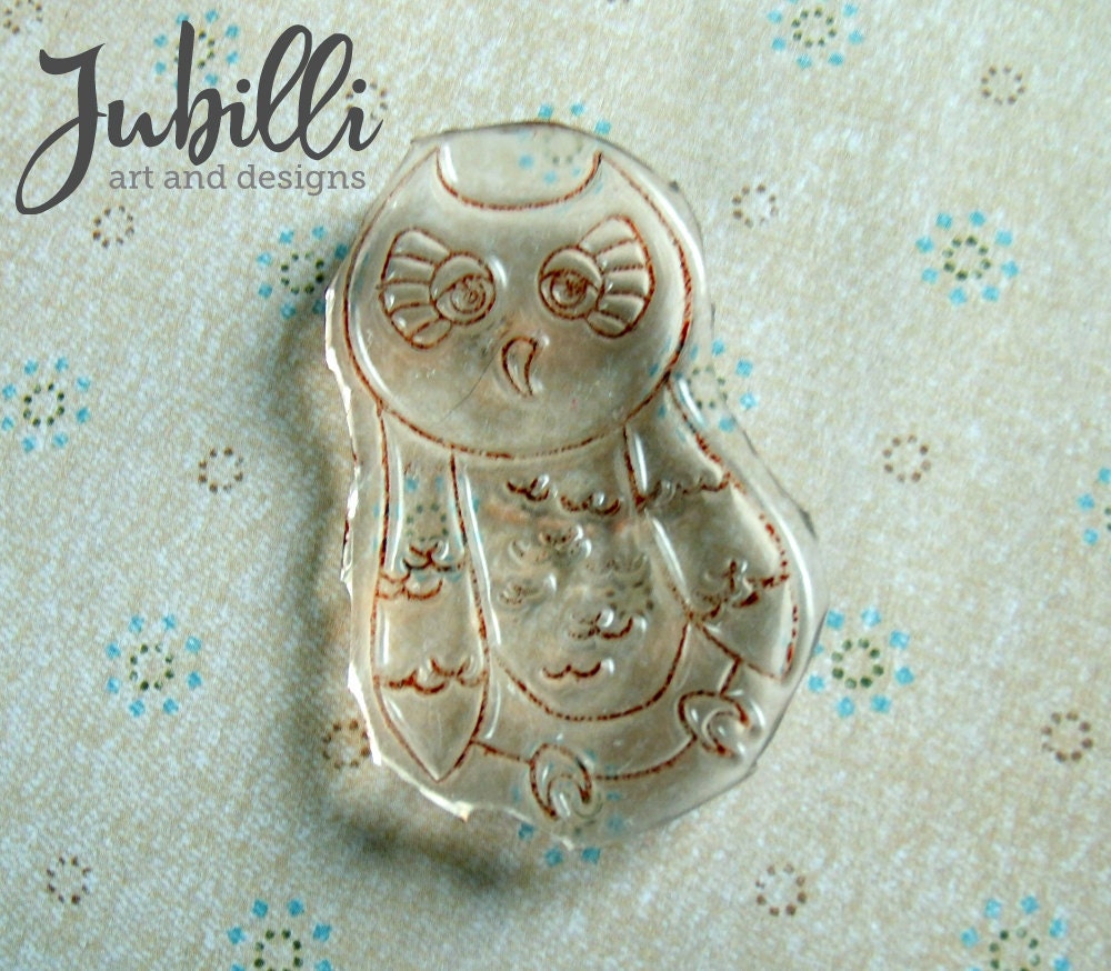 Handmade Owl Clear Rubber Stamp - Afternoon Owl - my original artwork
