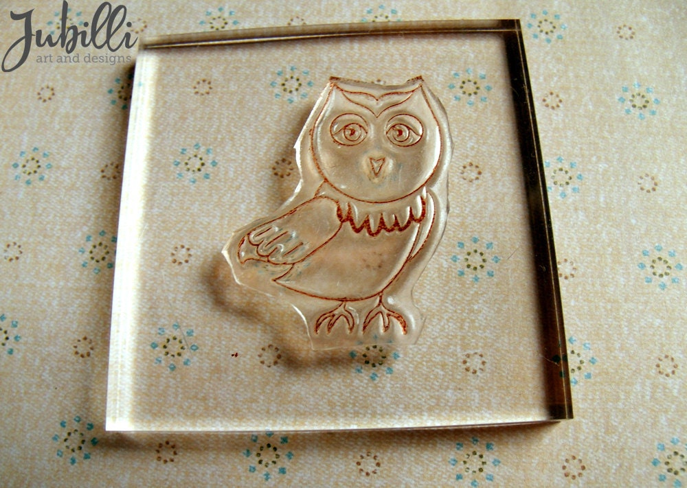 Handmade Owl Clear Rubber Stamp - Morning Owl - my original artwork