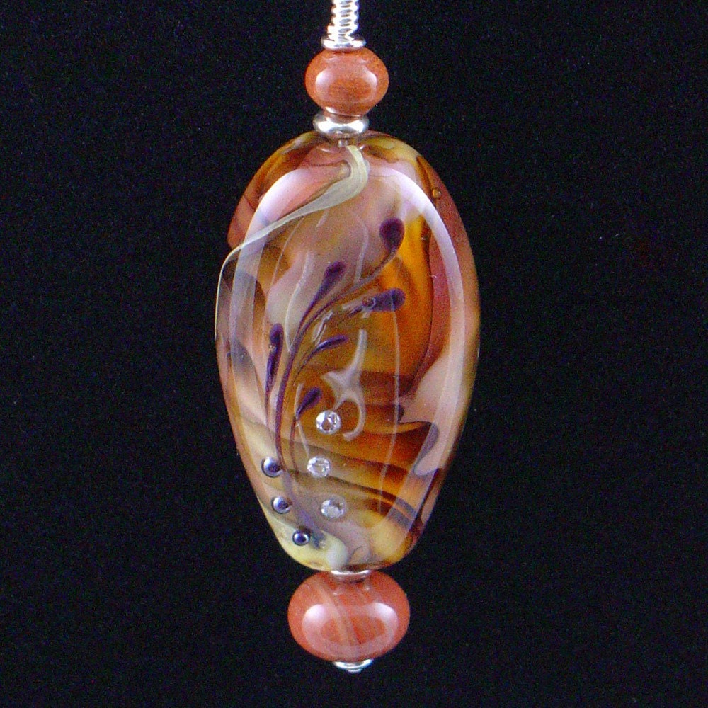 Elegant Necklace Set, Natural Stone Beads, CZ Lampwork Focal  