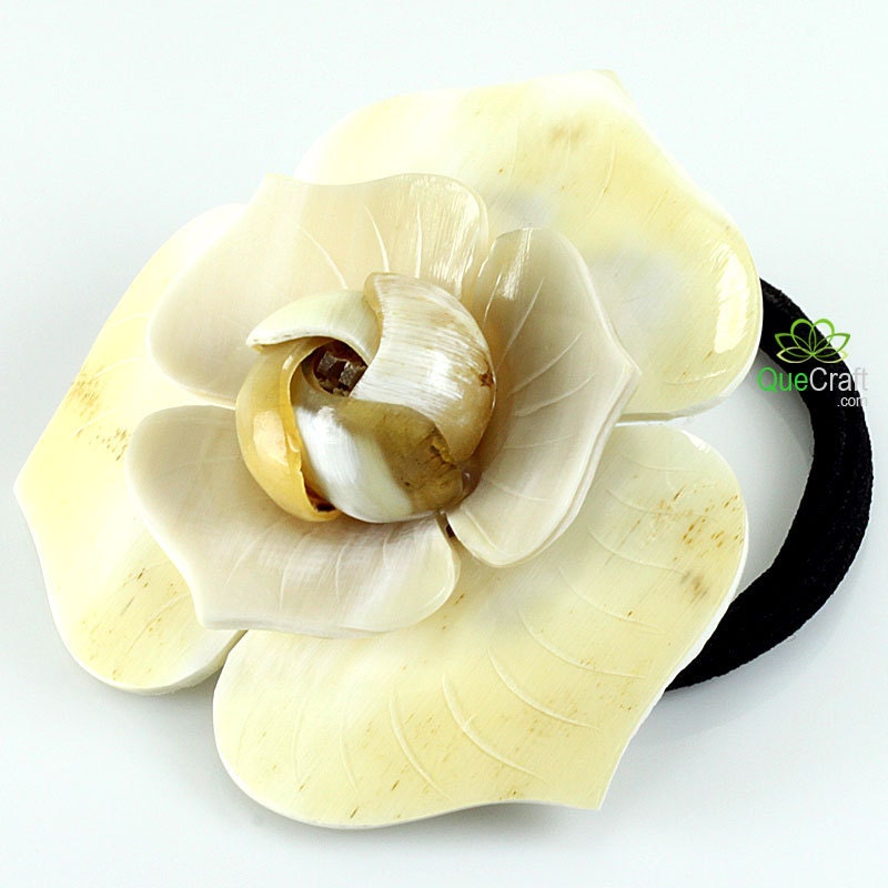 FLOWER Handmade Organic Horn Ponytail Holder