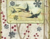 Sparrows flight in Snow Holiday/Christmas Card