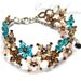Crystal Bracelet, Sweet Brown and Teal Multiflora Swarovski Crystals Bracelet by CandyBead