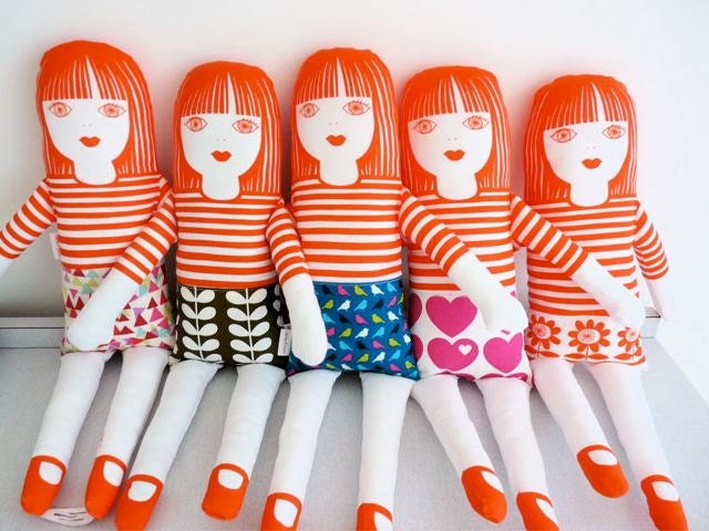Retro hearts doll kit by Jane Foster 70s style