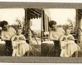 Antique Very Unique Private 3 D Stereoview Card from 1929 Woman and Baby