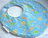 Dinos - Oh Boy - Boutique Baby Boy Bib w snag free velcro and terry backing