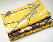 Burp Cloth Gift Set for Baby Boy or Girl - Aviary II Vintage Yellow and Granite - great baby shower gift