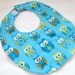 Baby Boy Bib or Toddler Boy Bib - Bright Owls on Turquoise - cotton bib with terry cloth backing - ONLY 2 LEFT