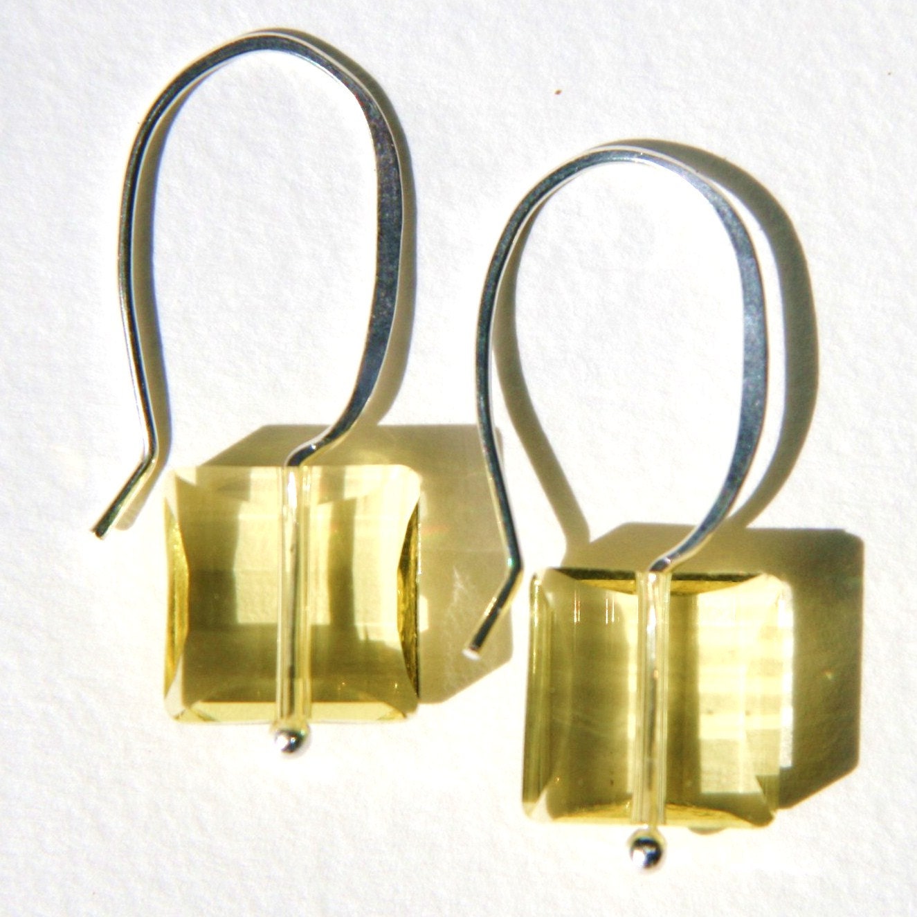 Lemon Yellow Square Crystal Earrings