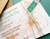 Vintage Hawaiian invitation, coral and teal