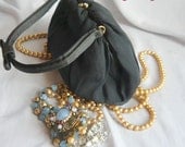 Little Black Bag 1950s Morris MOSKOWITZ  Small Evening Purse 1960s