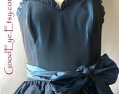 Vintage Gunne Sax Petticoat Dress size 4 6  McClintock Corset Bodice Blue Evening Small