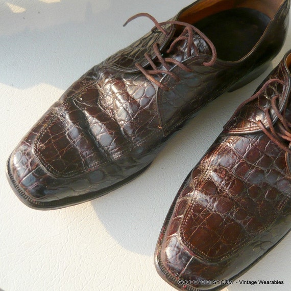 RESERVED FOR ZEUS Vintage Mens Alligator Shoes CROCADILE OXFORDS Italy ...