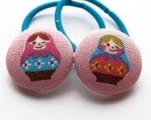 Babushka Button Mini Fabric Covered Button Ponytails