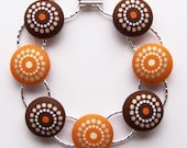 Pumpkin Latte Fabric Covered Button Bracelet