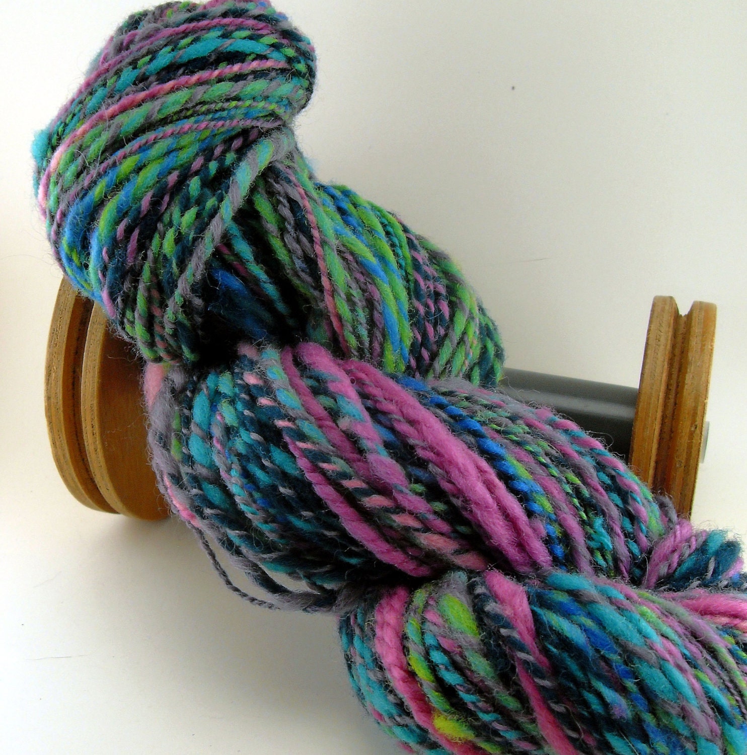 Wool yarn, handspun yarn, hand painted yarn, hand dyed yarn, knitting yarns - Easter Cane