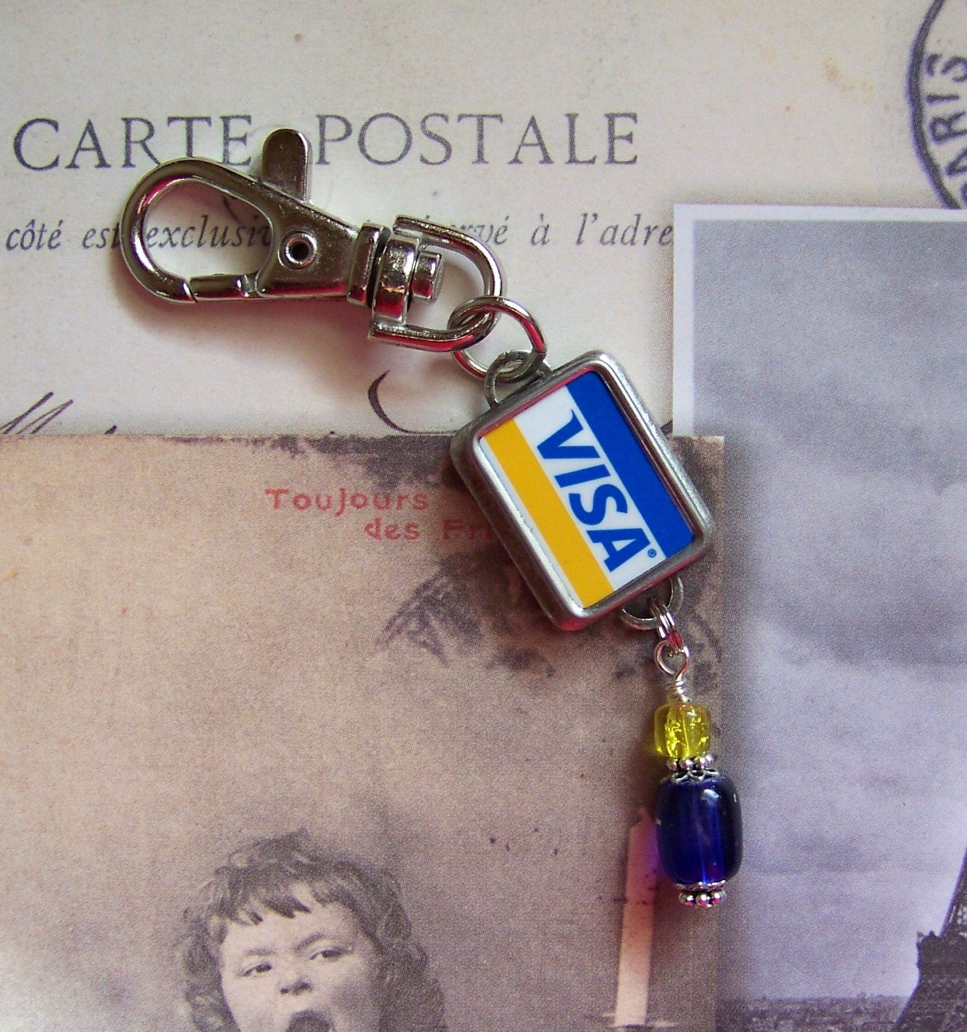 Vintage Typewriter Key Key Chain   VISA