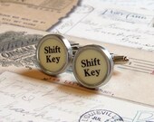 Vintage Typewriter Key Cufflinks Ivory Colored Shift Keys